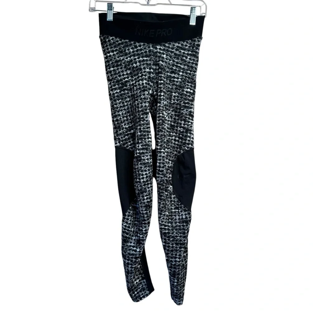 Nike Pro Hyperwarm Women's S Waffle Gray/Black Running Training Gym Legging L28